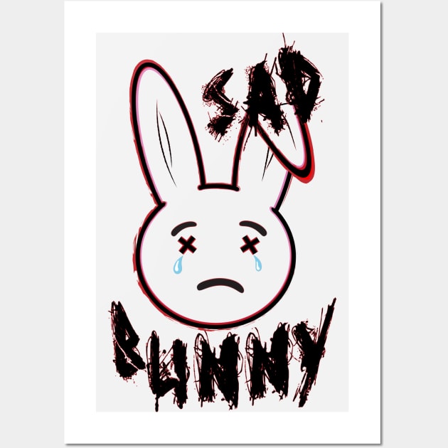 Sad Face Bunny Wall Art by 66designer99